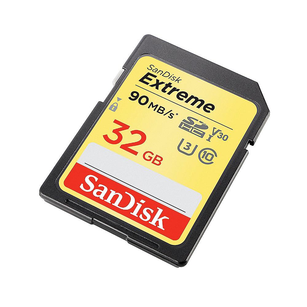 SanDisk Extreme 32 GB SDHC Speicherkarte (90 MB/s, Class 10, U3, V30)