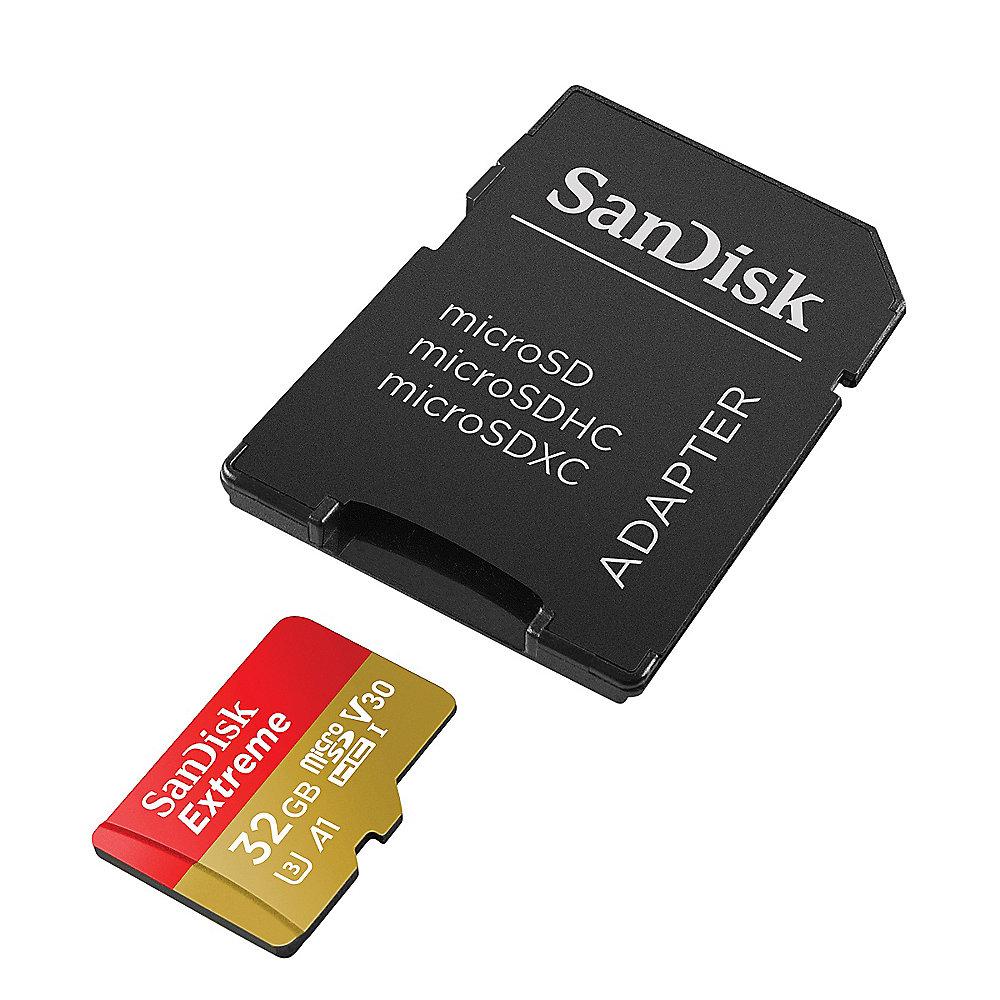 SanDisk Extreme 32GB microSDHC Speicherkarte Kit 60 MB/s, Class 10, U3, V30, A1, SanDisk, Extreme, 32GB, microSDHC, Speicherkarte, Kit, 60, MB/s, Class, 10, U3, V30, A1