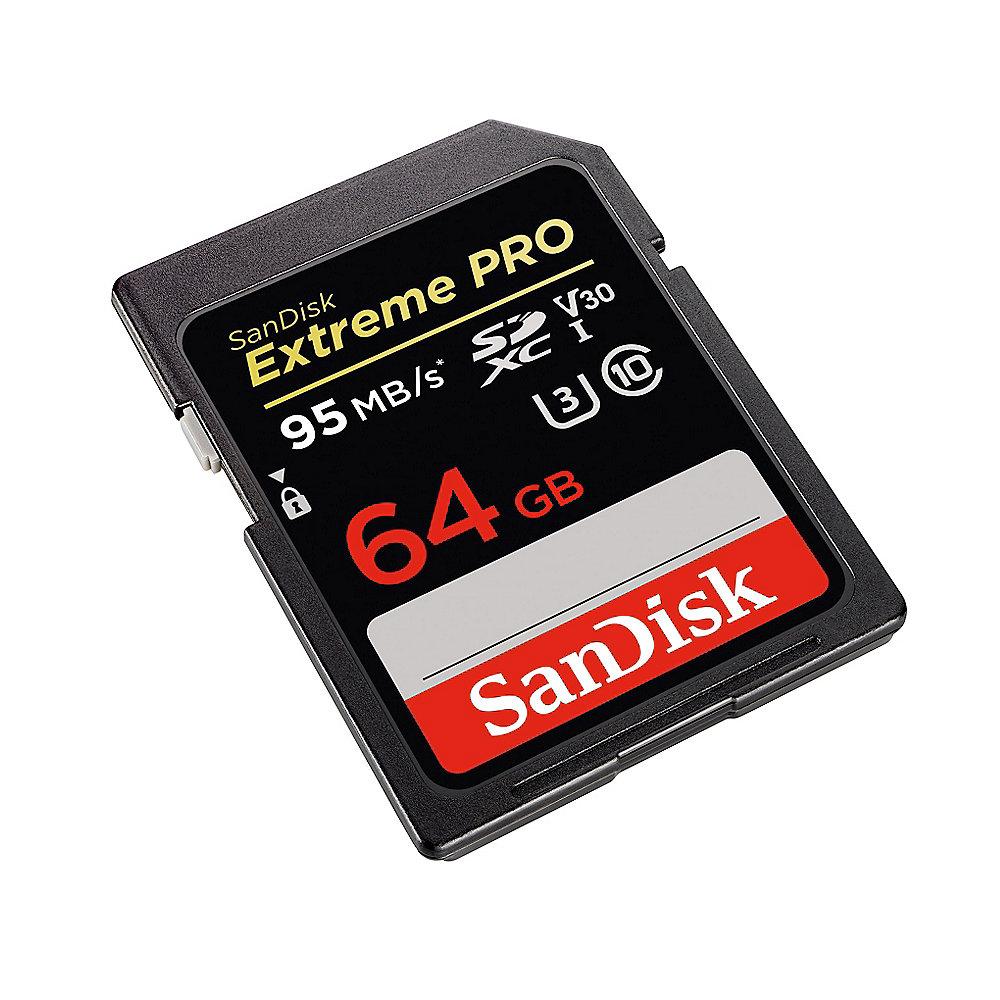 SanDisk Extreme Pro 64 GB SDXC Speicherkarte (95 MB/s, Class 10, U3, V30), SanDisk, Extreme, Pro, 64, GB, SDXC, Speicherkarte, 95, MB/s, Class, 10, U3, V30,