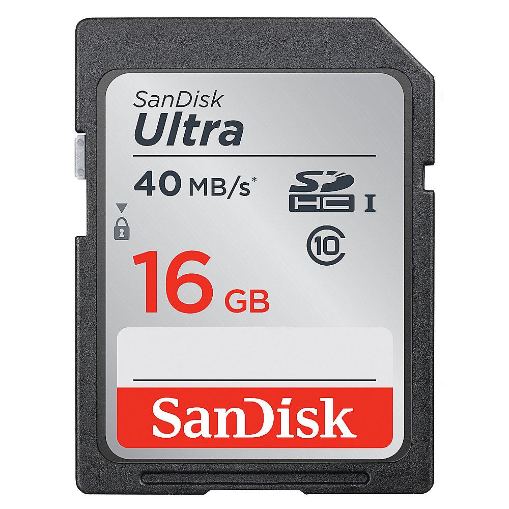 SanDisk Ultra 16 GB SDHC Speicherkarte (40 MB/s, Class 10, UHS-I)