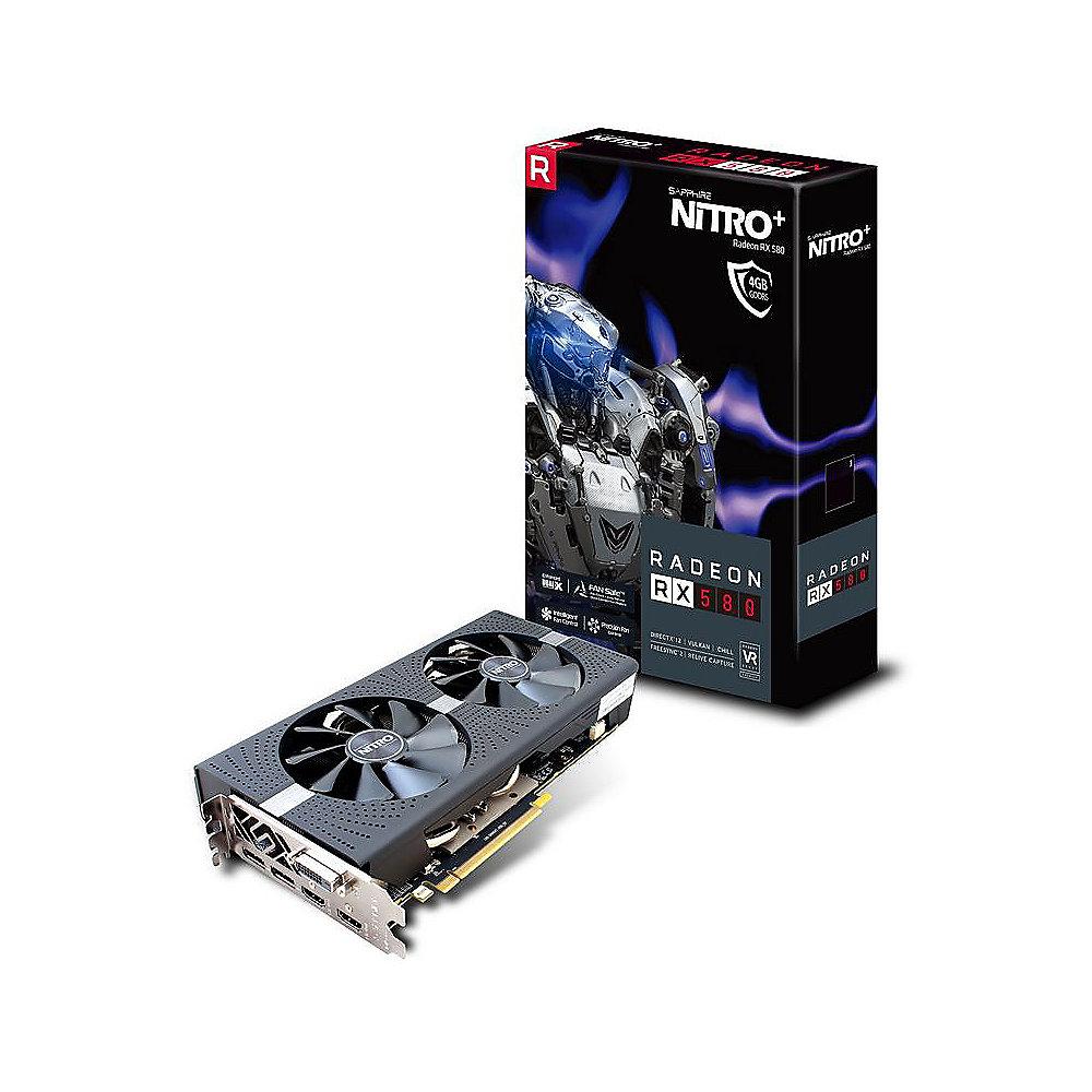 Sapphire AMD Radeon RX 580 Nitro  OC 4GB Grafikkarte 2xHDMI/2xDP/DVI-D, Sapphire, AMD, Radeon, RX, 580, Nitro, OC, 4GB, Grafikkarte, 2xHDMI/2xDP/DVI-D