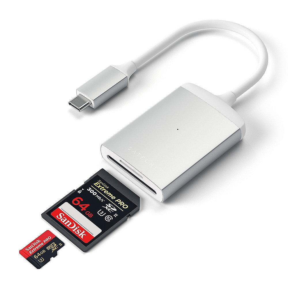 Satechi USB-C UHS-II Micro/SD Card Reader Silber, Satechi, USB-C, UHS-II, Micro/SD, Card, Reader, Silber