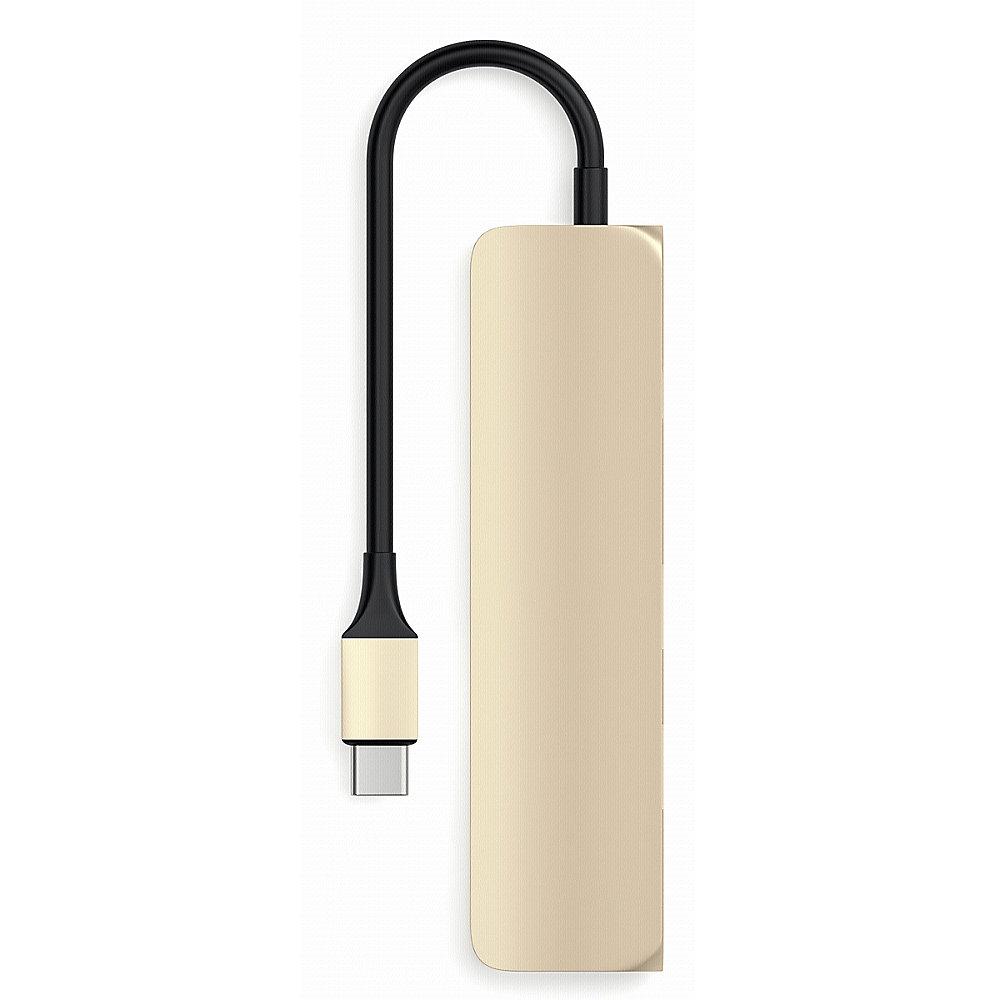 Satechi USB3.0 Typ C Stecker auf 1x HDMI 2x USB Typ A Hub Adapter gold, Satechi, USB3.0, Typ, C, Stecker, 1x, HDMI, 2x, USB, Typ, A, Hub, Adapter, gold