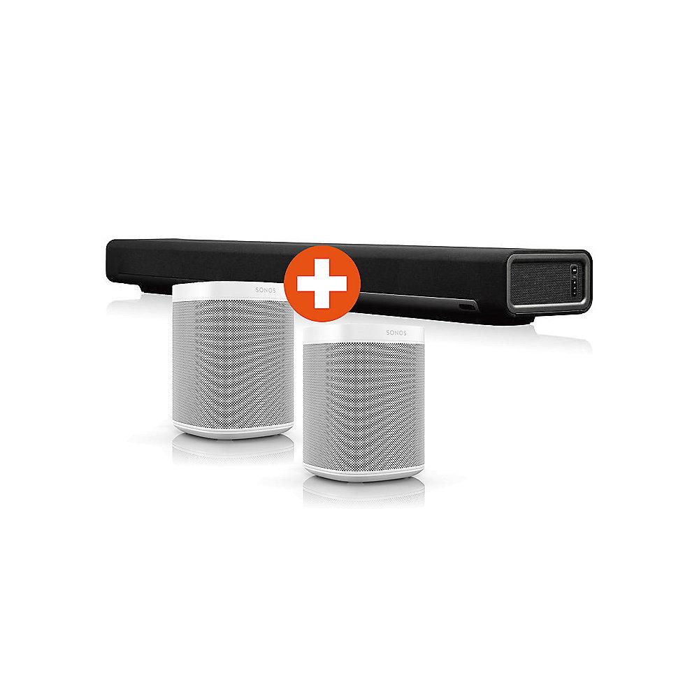 Set: Sonos PLAYBAR schwarz HiFi-Soundbar für TV   Sonos One weiß, Set:, Sonos, PLAYBAR, schwarz, HiFi-Soundbar, TV, , Sonos, One, weiß