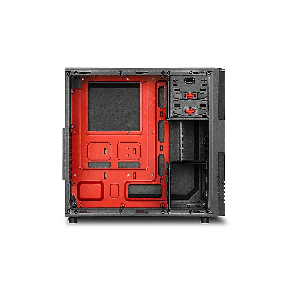 Sharkoon T3-W Midi-Tower Gehäuse mit Fenster, 2x120 mm Lüfter (Rote LED) USB3.0