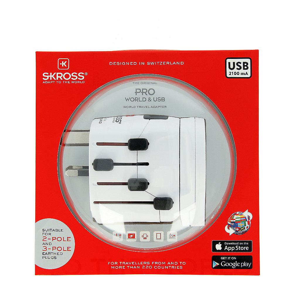 SKROSS World Adapter Pro World & USB 3-polig (6.3A) Reiseadapter, SKROSS, World, Adapter, Pro, World, &, USB, 3-polig, 6.3A, Reiseadapter