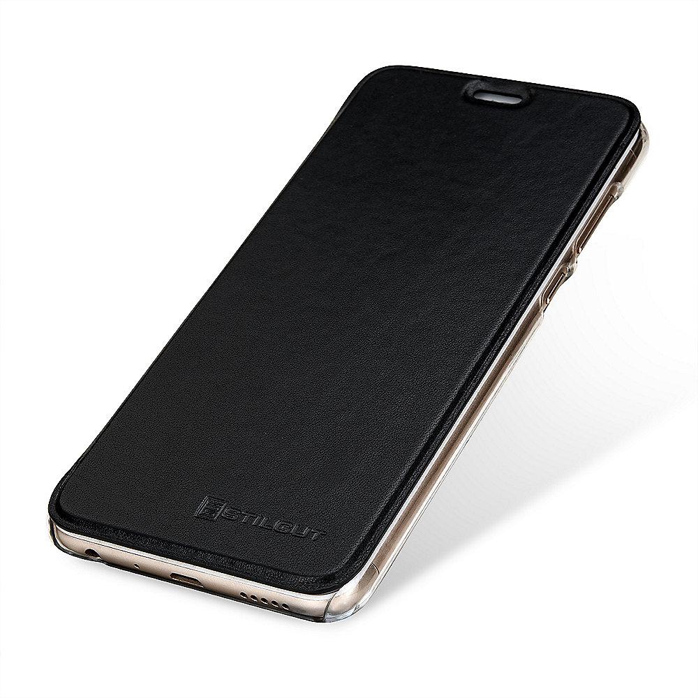 StilGut Book Type mit NFC/RFID Blocker für Huawei P Smart, schwarz/transparent