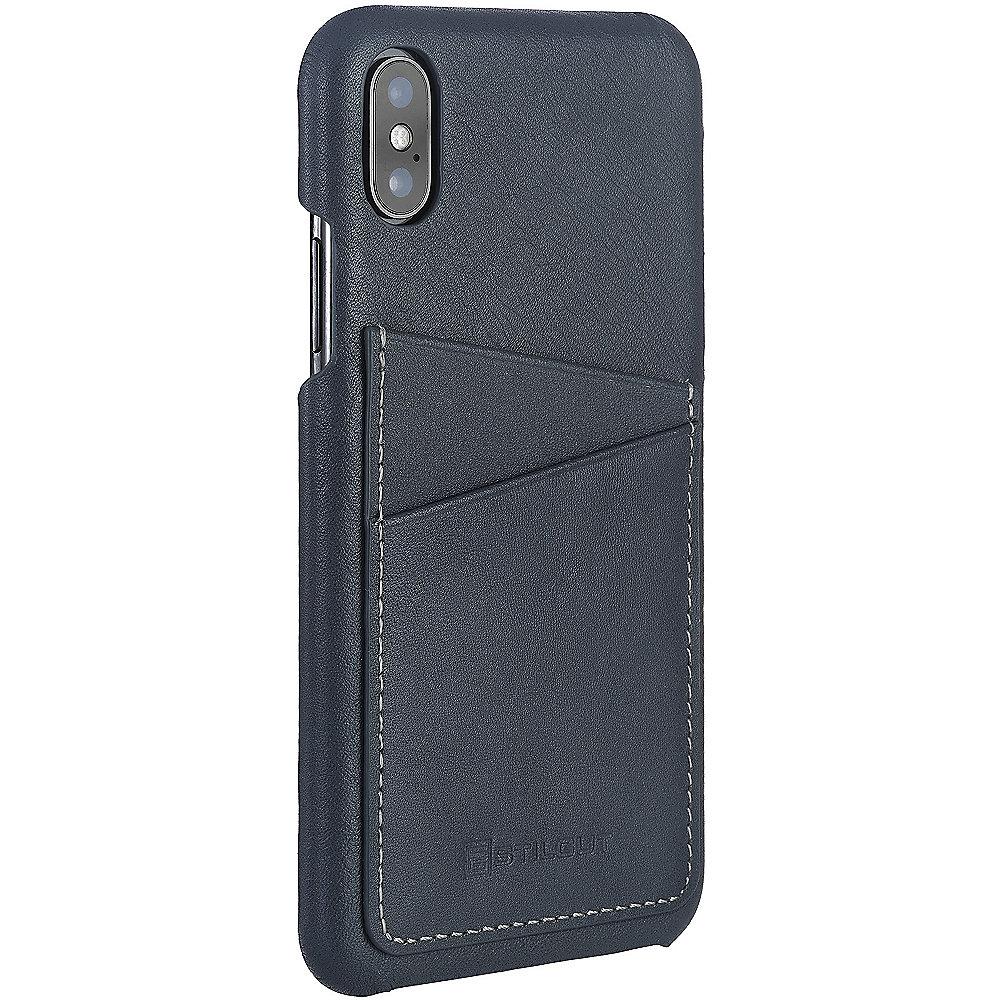 StilGut Cover mit Kartenfach für Apple iPhone X, graublau, StilGut, Cover, Kartenfach, Apple, iPhone, X, graublau