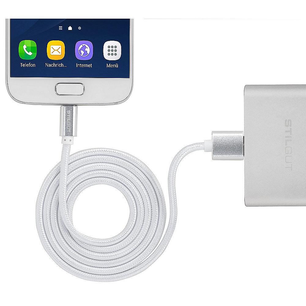 StilGut USB C auf USB A 3.0 Kabel, silber