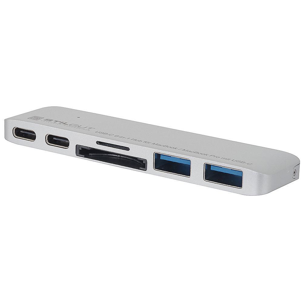 StilGut USB-C HUB mit Ladefunktion für Macbook Pro silber