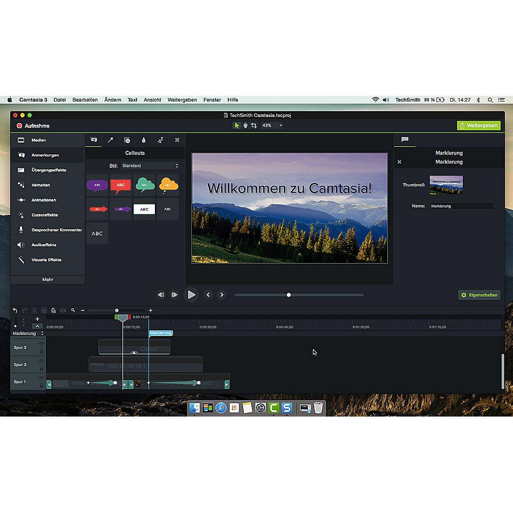 TechSmith Camtasia Studio Maintenance 3 Jahre Lizenz für Staffel 1-4 User