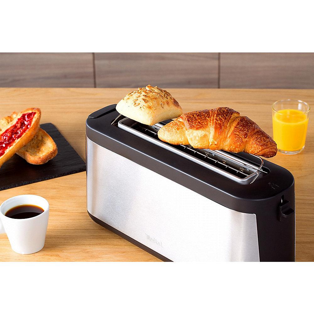 Tefal TL4308 Toaster Element 1000W Schwarz / Edelstahl mit Brötchenaufsatz