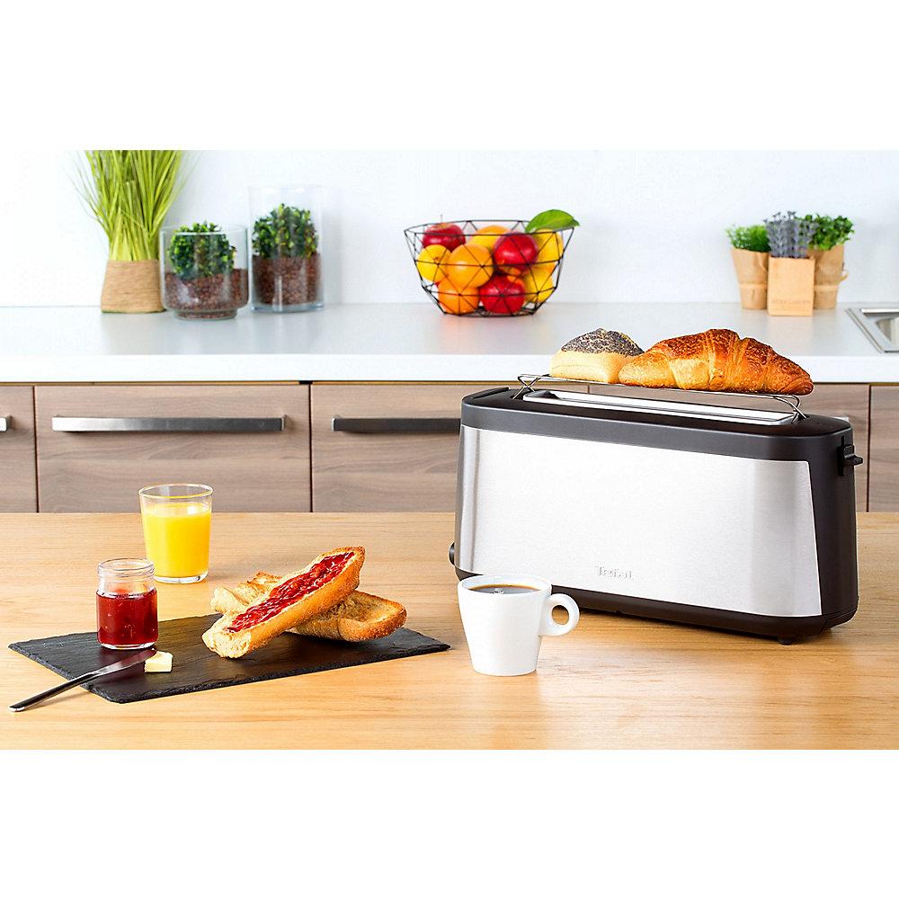 Tefal TL4308 Toaster Element 1000W Schwarz / Edelstahl mit Brötchenaufsatz