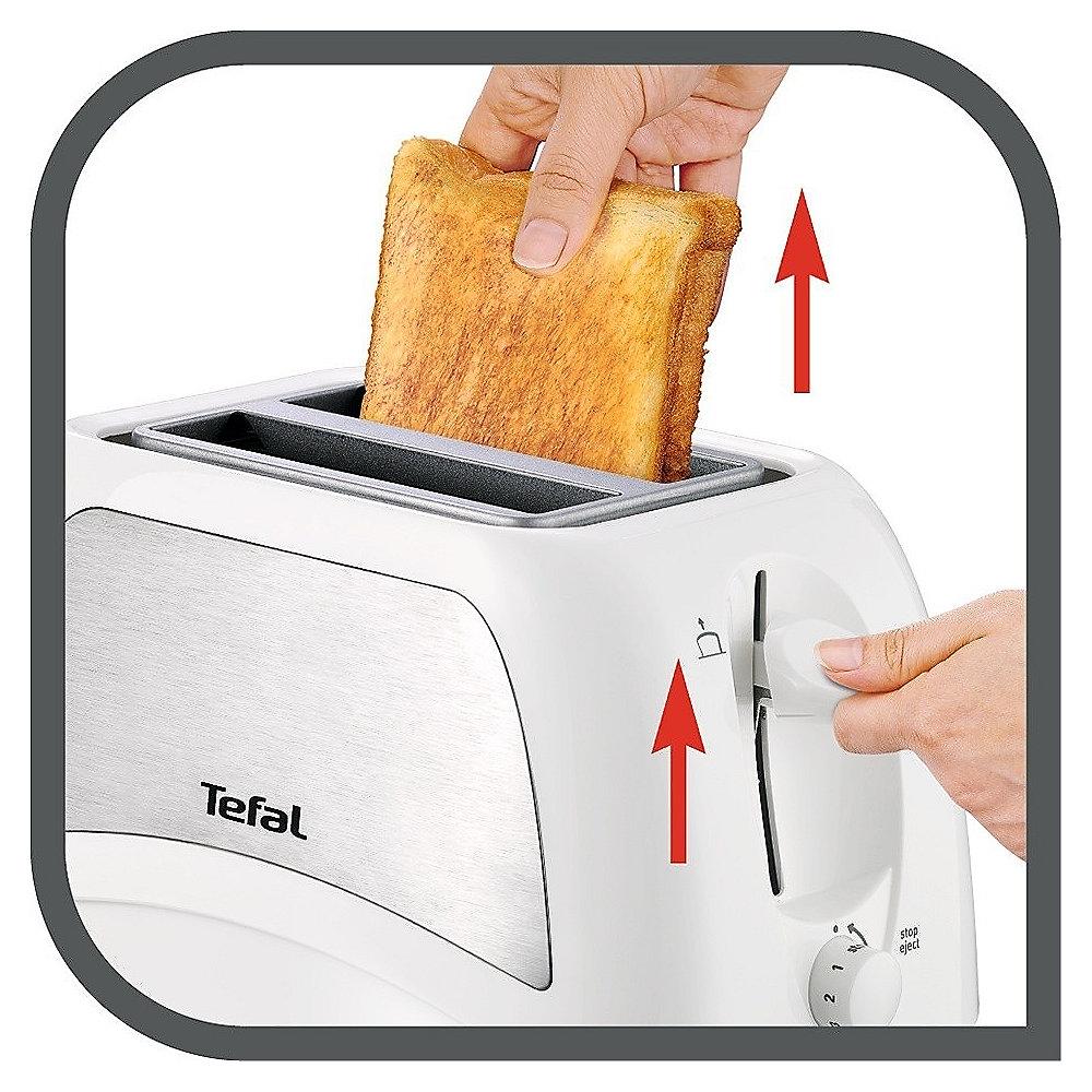 Tefal TT131E Toaster Delfini Plus 870W weiß / Edelstahl, Tefal, TT131E, Toaster, Delfini, Plus, 870W, weiß, /, Edelstahl