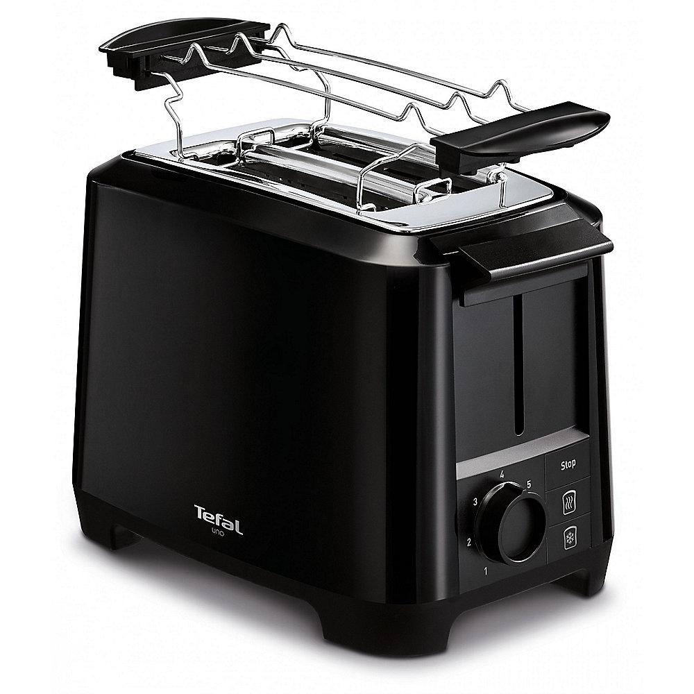 Tefal TT1408 Toaster Uno 2S 800W Schwarz mit Brötchenaufsatz