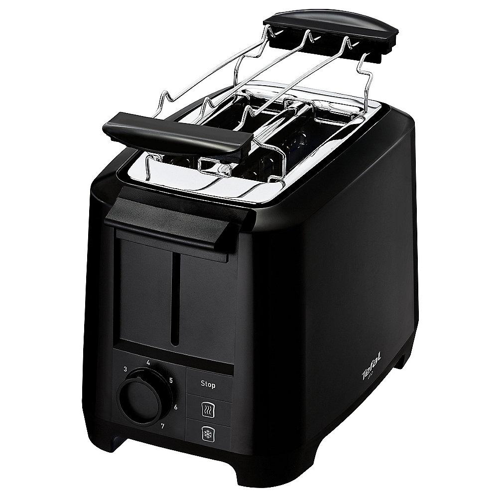 Tefal TT1408 Toaster Uno 2S 800W Schwarz mit Brötchenaufsatz