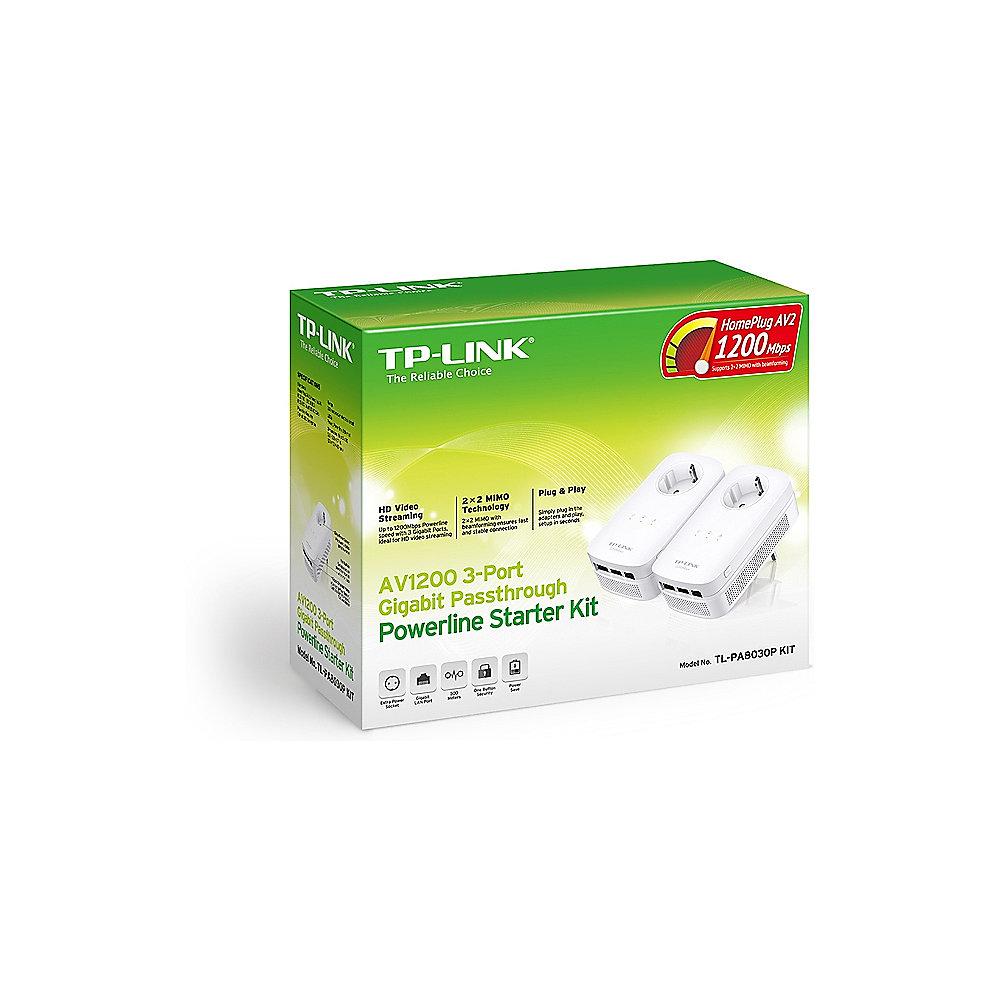 TP-Link TL-PA8030P KIT AV1200 4er Kit (1200Mbit Powerline, 3xGB LAN, Steckdose)