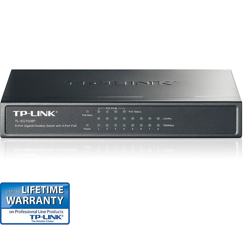 TP-LINK TL-SG1008P 8x Port Desktop Gigabit unmanaged Switch mit 4x PoE