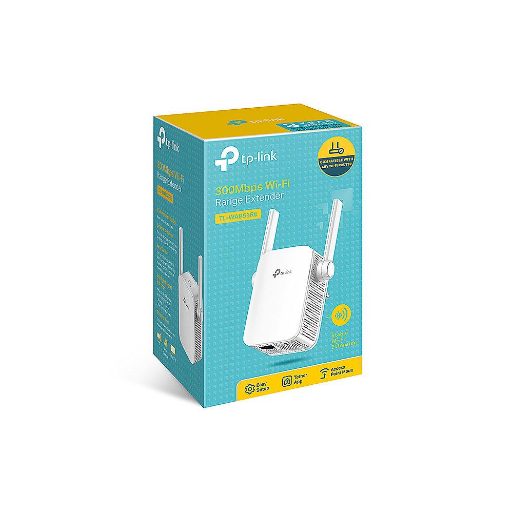 TP-LINK TL-WA855RE wireless 300MBit WLAN-n Repeater mit Steckdose und LAN Port, TP-LINK, TL-WA855RE, wireless, 300MBit, WLAN-n, Repeater, Steckdose, LAN, Port