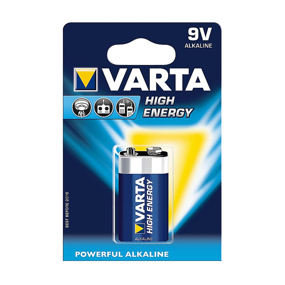VARTA High Energy Batterie 9V Block 1604D 6LR61 1er Blister, VARTA, High, Energy, Batterie, 9V, Block, 1604D, 6LR61, 1er, Blister