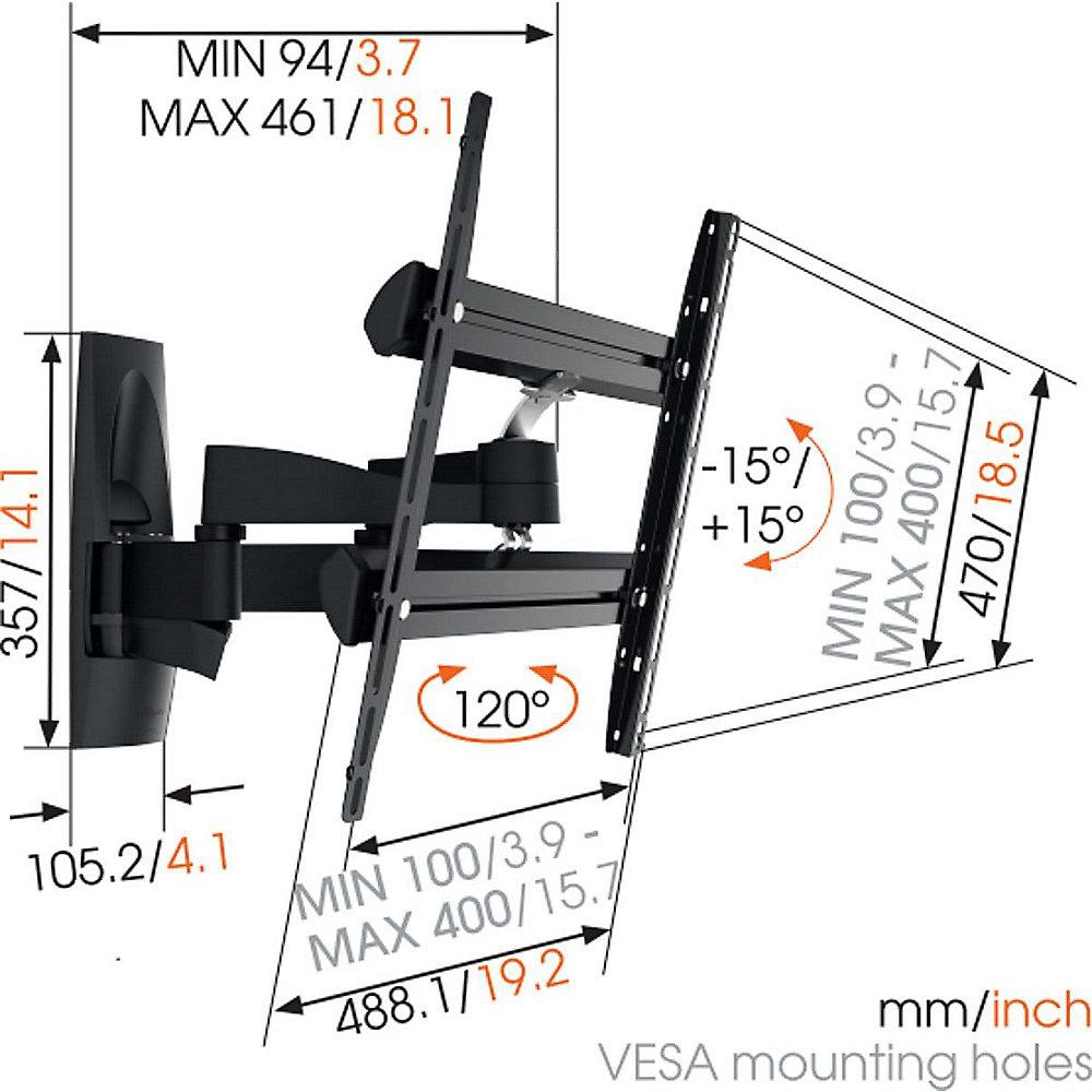 Vogels WALL 3250 Wandhalterung - VESA 100 x 100 bis 400 x 400 mm schwarz, Vogels, WALL, 3250, Wandhalterung, VESA, 100, x, 100, bis, 400, x, 400, mm, schwarz