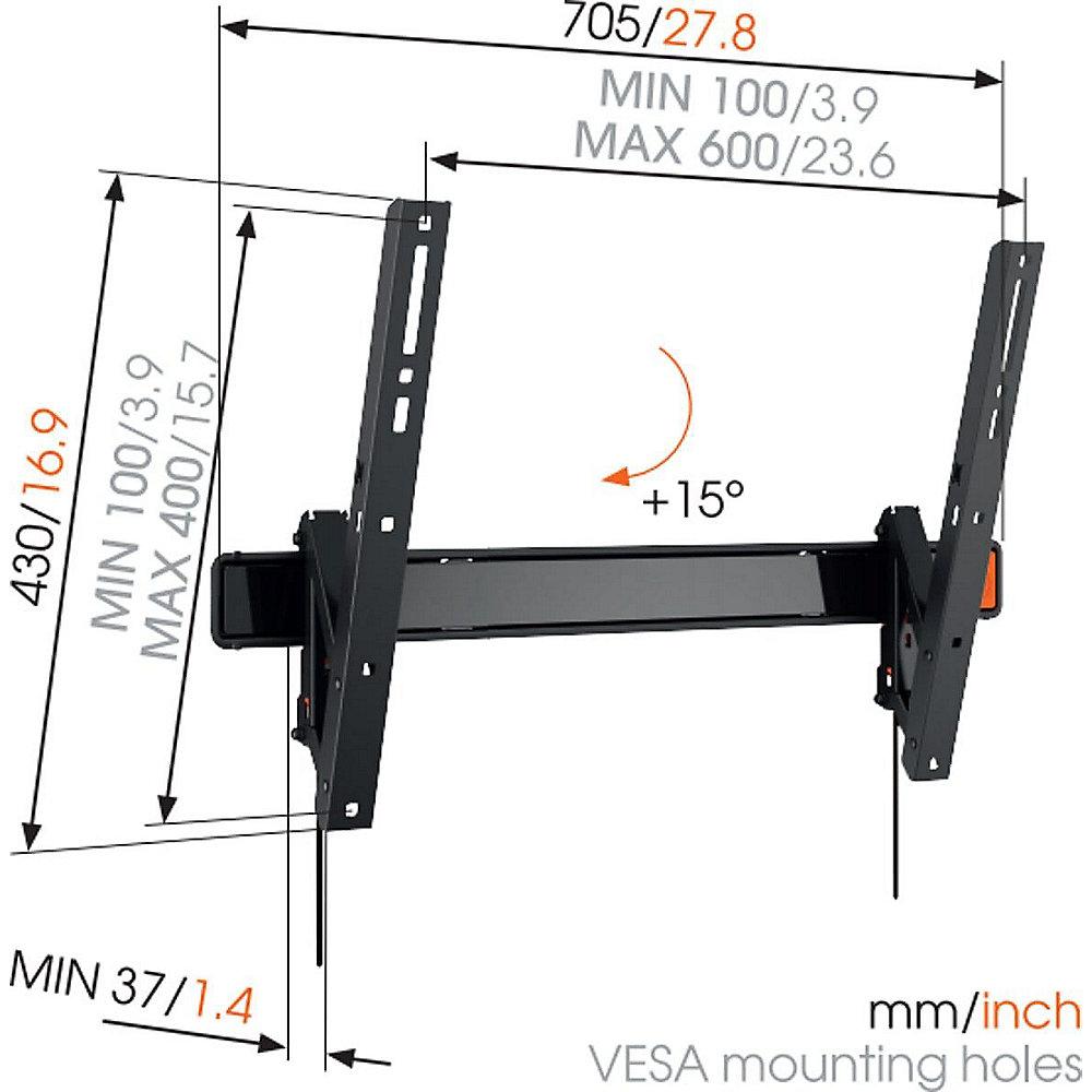 Vogels WALL 3315 Wandhalterung - VESA 100x100 bis 600x400 mm schwarz neigbar