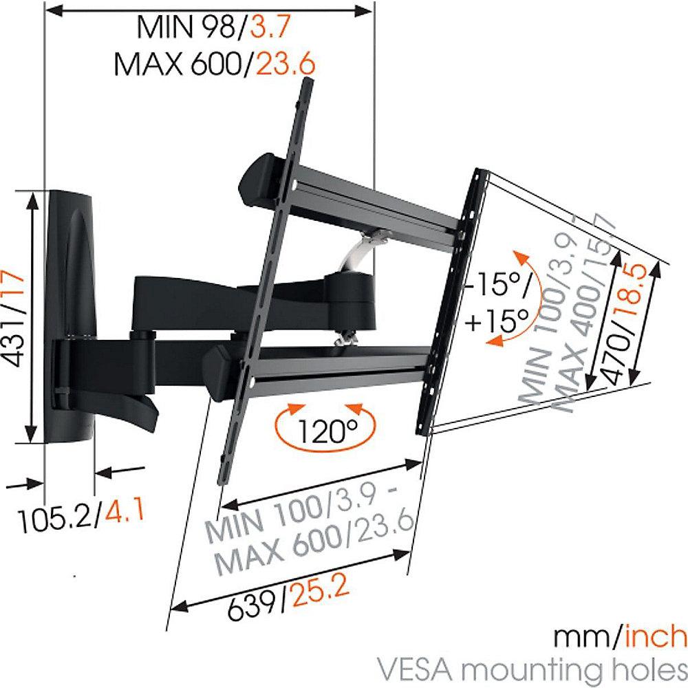 Vogels WALL 3350 Wandhalterung - VESA 200x200 bis 600x400 mm schwarz, Vogels, WALL, 3350, Wandhalterung, VESA, 200x200, bis, 600x400, mm, schwarz