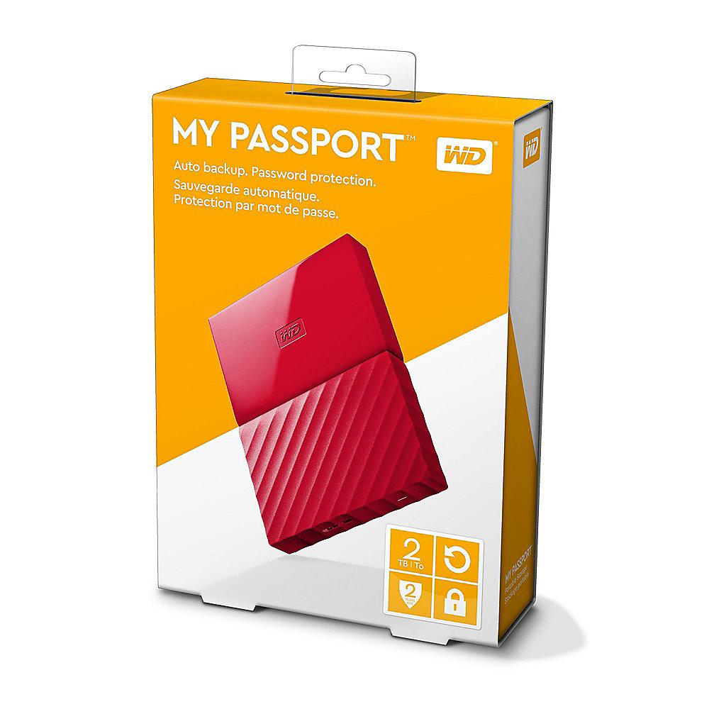 WD My Passport USB3.0 2TB 2.5zoll - Rot, WD, My, Passport, USB3.0, 2TB, 2.5zoll, Rot