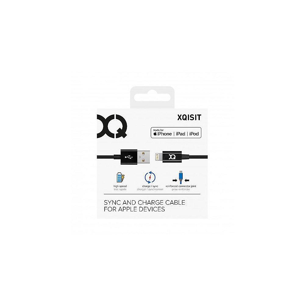 xqisit Charge & Sync iPod/iPad/iPhone USB-Lightning Kabel 1m schwarz