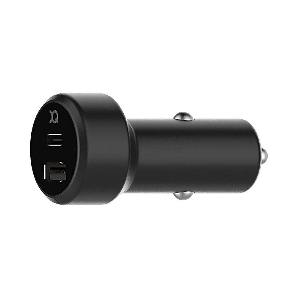 xqisit Dualer Kfz-Lader 2,4A   3A USB/USB-C schwarz