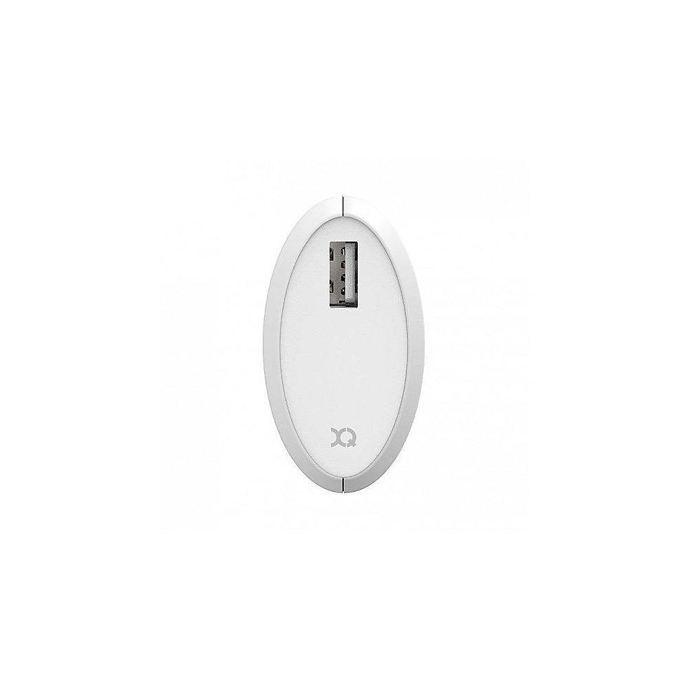 xqisit Reiselader 2,1A Single USB inkl. Lightning Kabel weiß