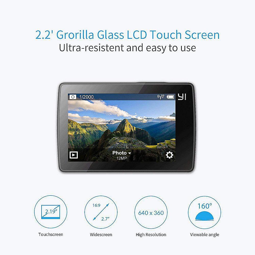 YI 4K Action Kamera Livestreaming Touchscreen mit Gorillaglas   Gehäuse (IPX8)