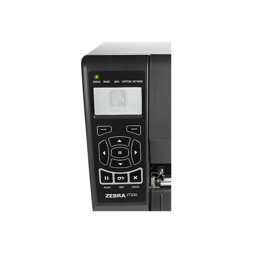 Zebra ZT230 Etikettendrucker Monochrom Cutter USB LAN Seriell 203 dpi