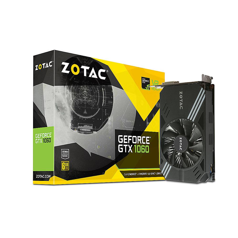 Zotac GeForce GTX 1060 Mini Edition 6GB GDDR5 Grafikkarte DVI/HDMI/3xDP, Zotac, GeForce, GTX, 1060, Mini, Edition, 6GB, GDDR5, Grafikkarte, DVI/HDMI/3xDP