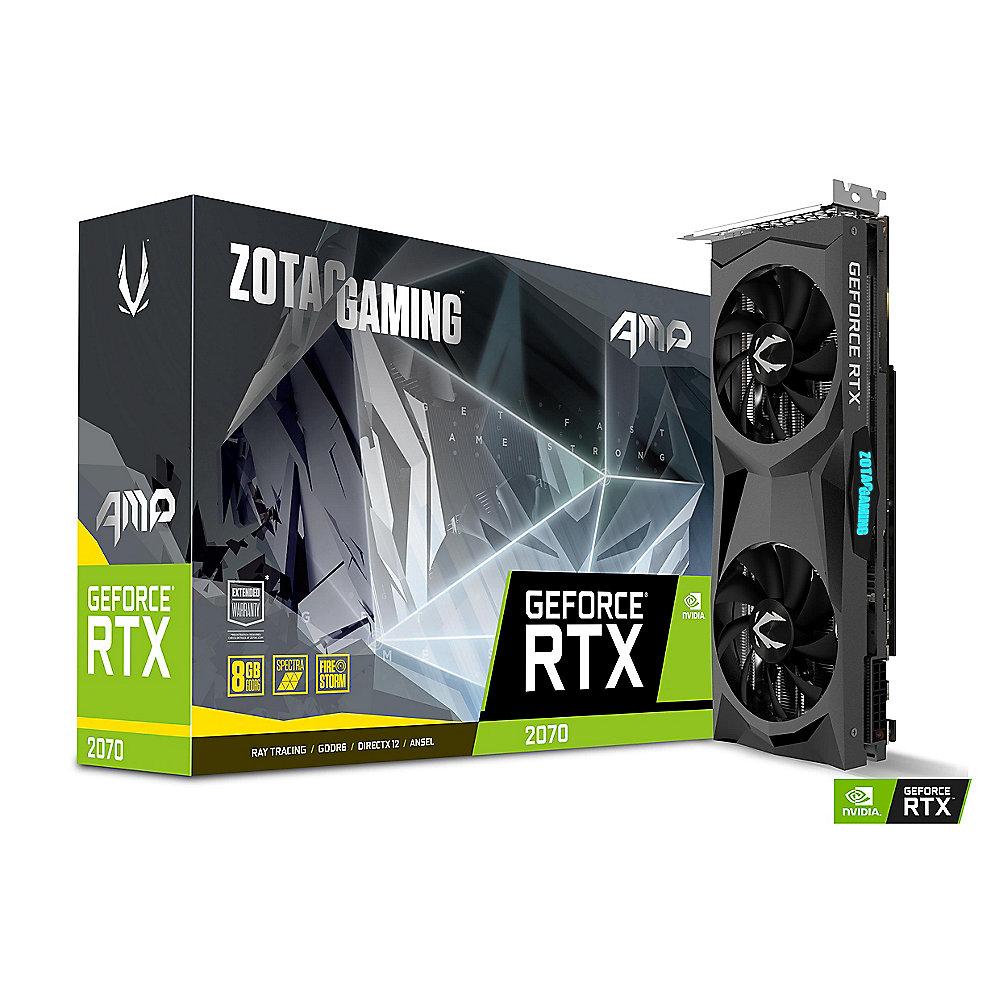 Zotac GeForce RTX 2070 AMP! 8 GB GDDR6 Grafikkarte 3xDP/HDMI/USB-C, Zotac, GeForce, RTX, 2070, AMP!, 8, GB, GDDR6, Grafikkarte, 3xDP/HDMI/USB-C