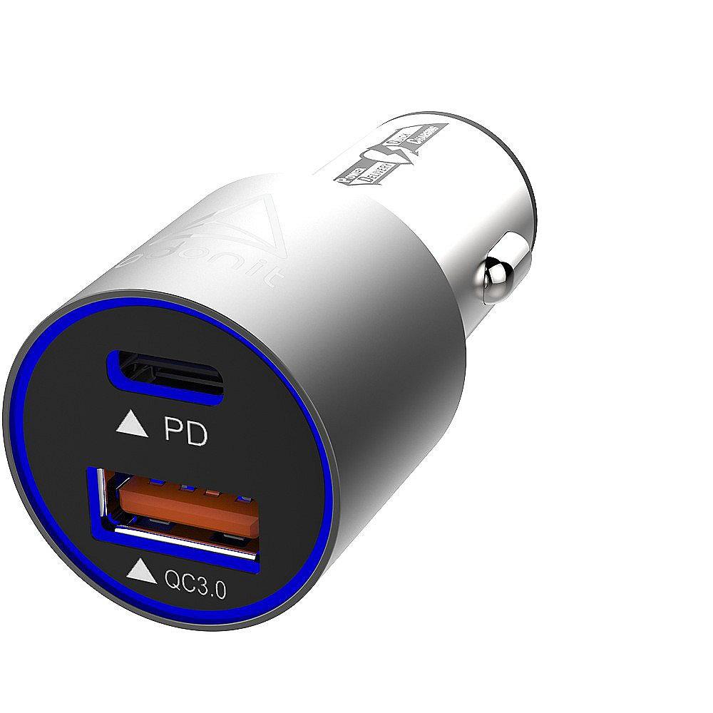 Adonit ADFCC Kfz-Ladegerät USB-C PD & USB-A QC 3.0 48W silb./grau