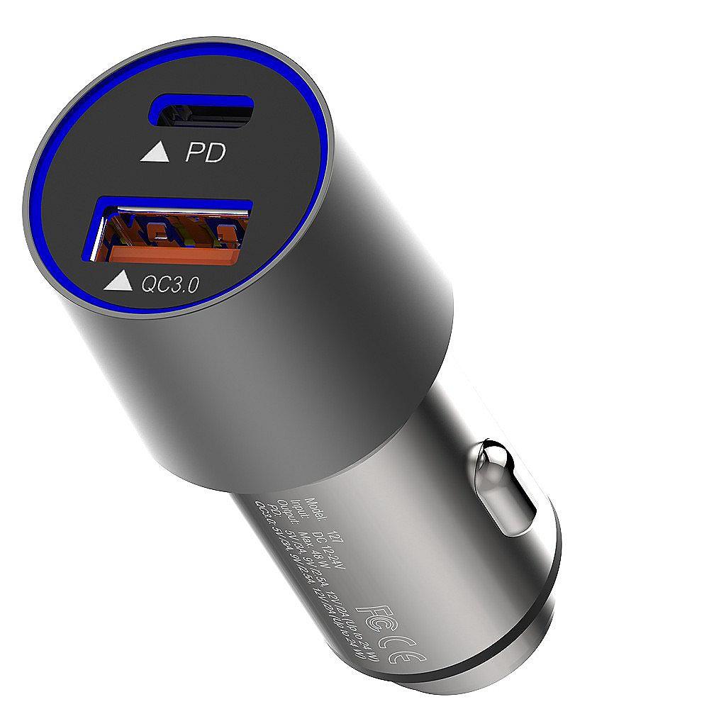 Adonit ADFCC Kfz-Ladegerät USB-C PD & USB-A QC 3.0 48W silb./grau