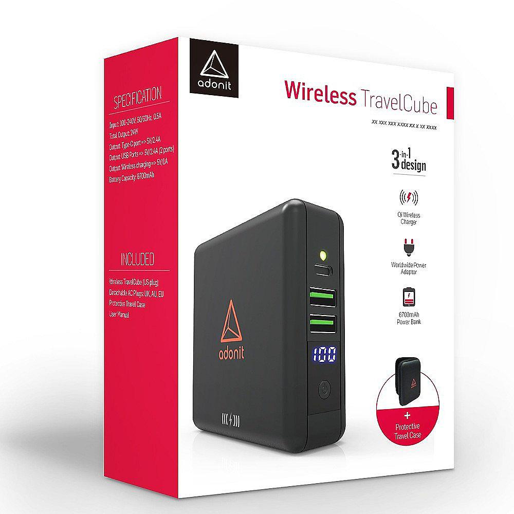 Adonit ADWTC Wireless TravelCube Reiseladegerät Qi EU,UK,US,AU,Asia schwarz