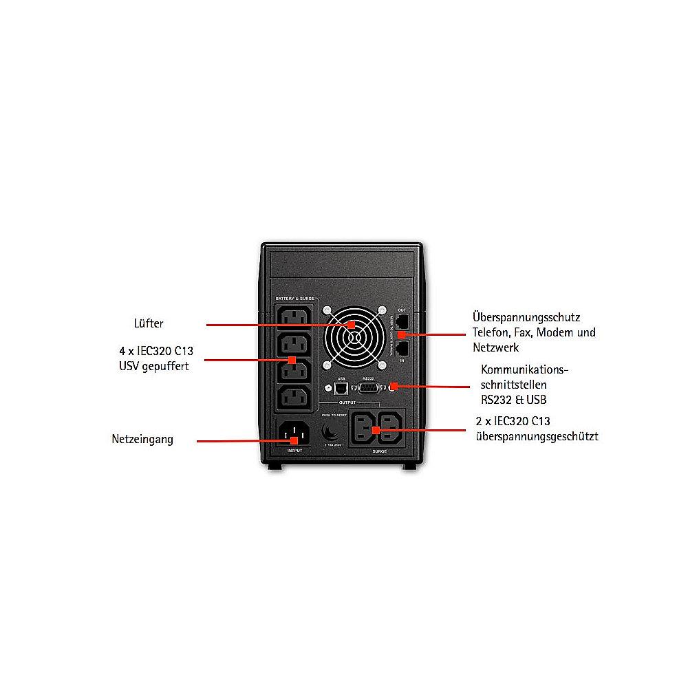 AEG Protect A 1000VA 600Watt 6-fach 2x RJ11 1x USB USV