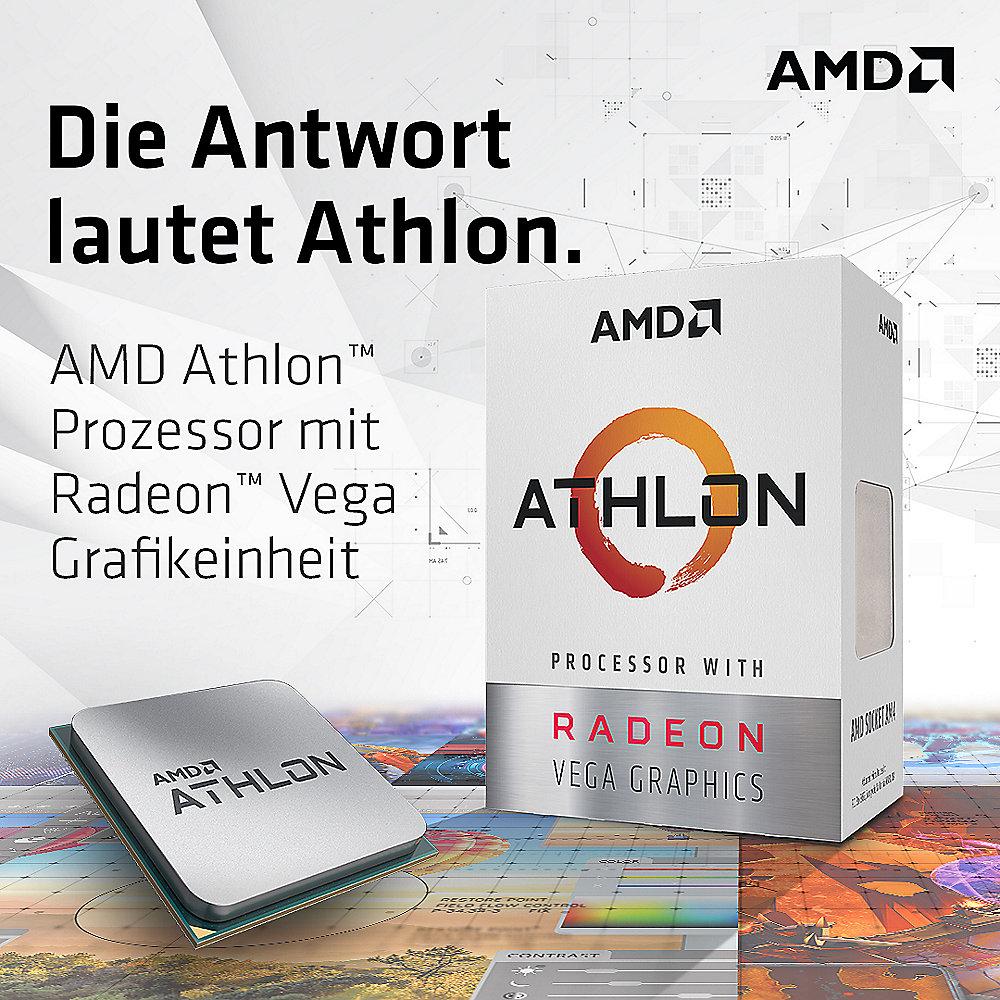 AMD Athlon 200GE (2x 3,2 GHz) mit Radeon Vega Grafik, Sockel AM4, AMD, Athlon, 200GE, 2x, 3,2, GHz, Radeon, Vega, Grafik, Sockel, AM4