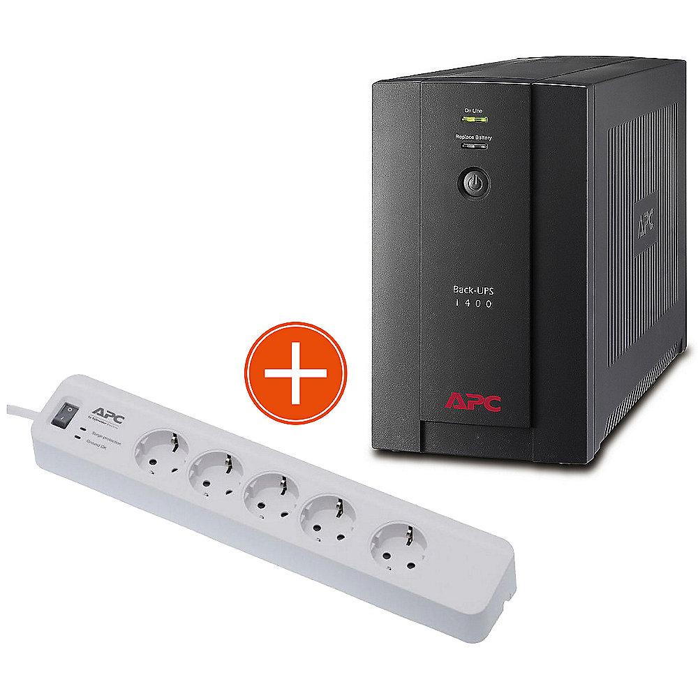 APC Back-UPS 1400VA AVR 4-fach Schutzkontakt (BX1400U-GR)   Gratis PM5-GR