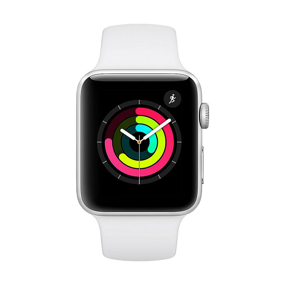 Apple Watch Series 3 GPS 42mm Aluminiumgehäuse Silber mit Sportarmband Weiß