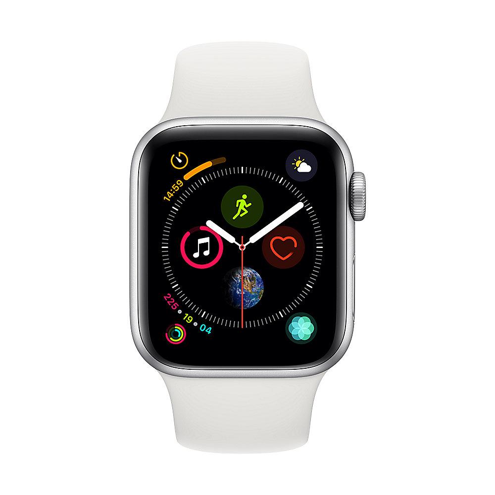 Apple Watch Series 4 GPS 40mm Aluminiumgehäuse Silber mit Sportarmband Weiß