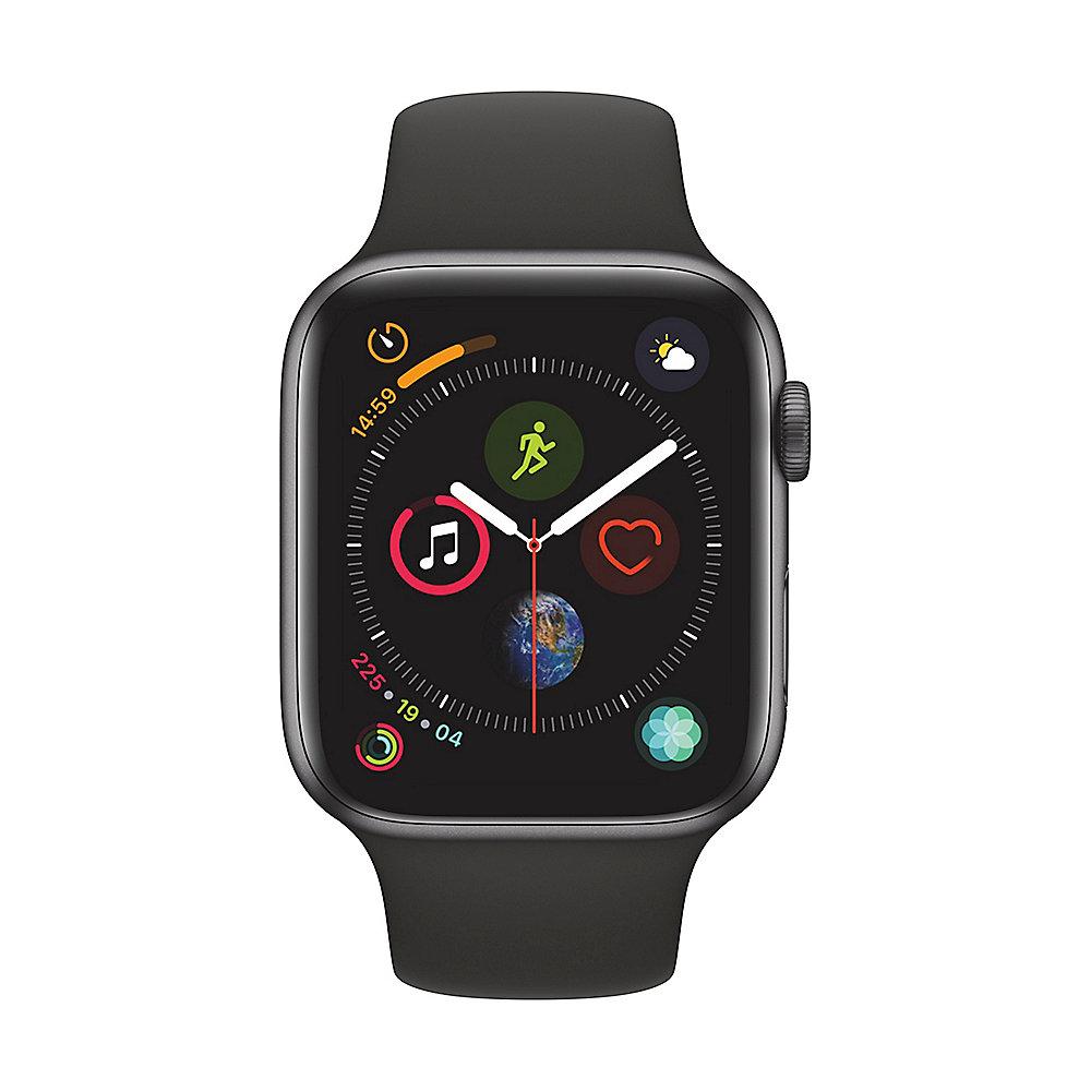 Apple Watch Series 4 GPS 44mm Aluminiumgehäuse Space Grau Sportarmband Schwarz