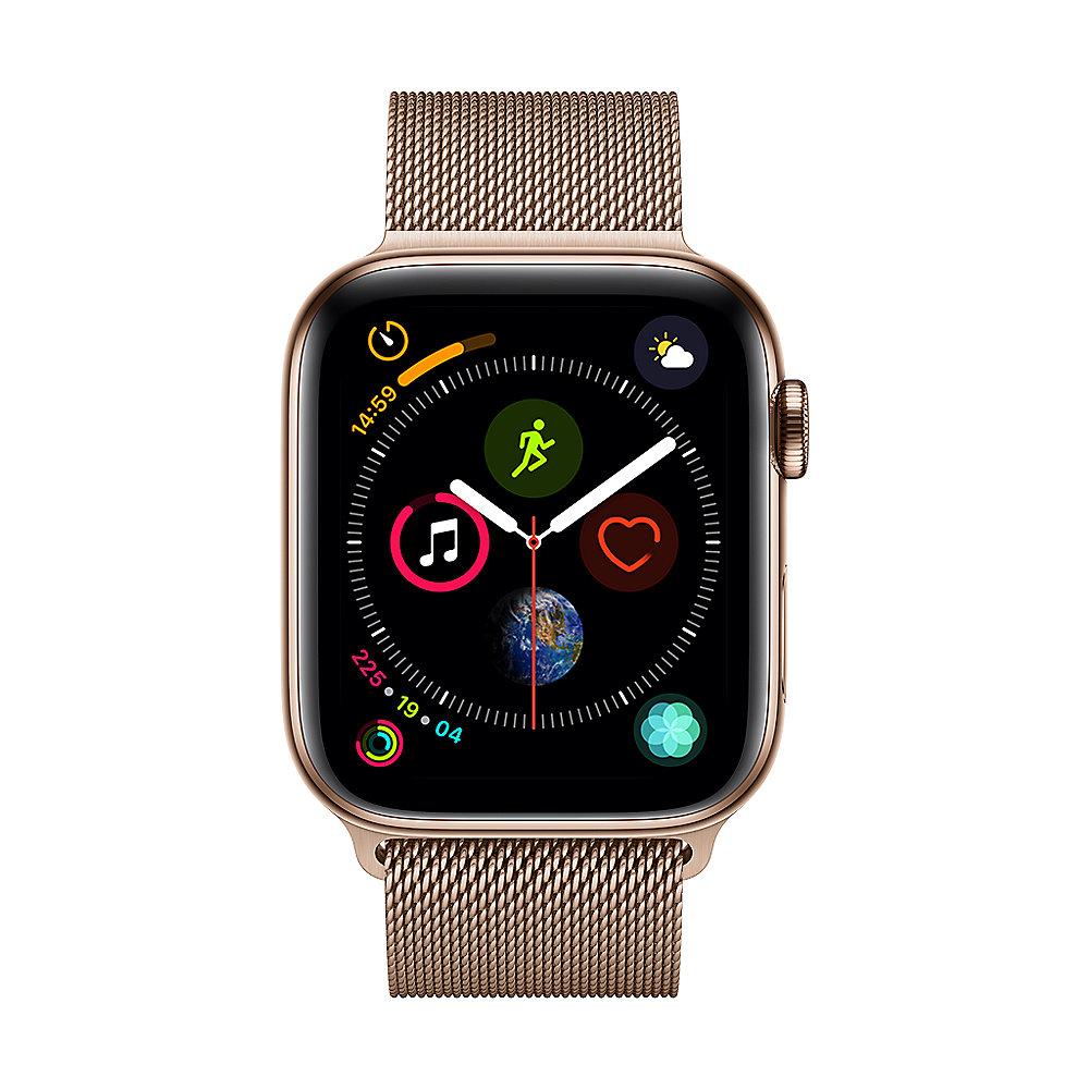 Apple Watch Series 4 LTE 44mm Edelstahlgehäuse Gold mit Milanaise Armband Gold