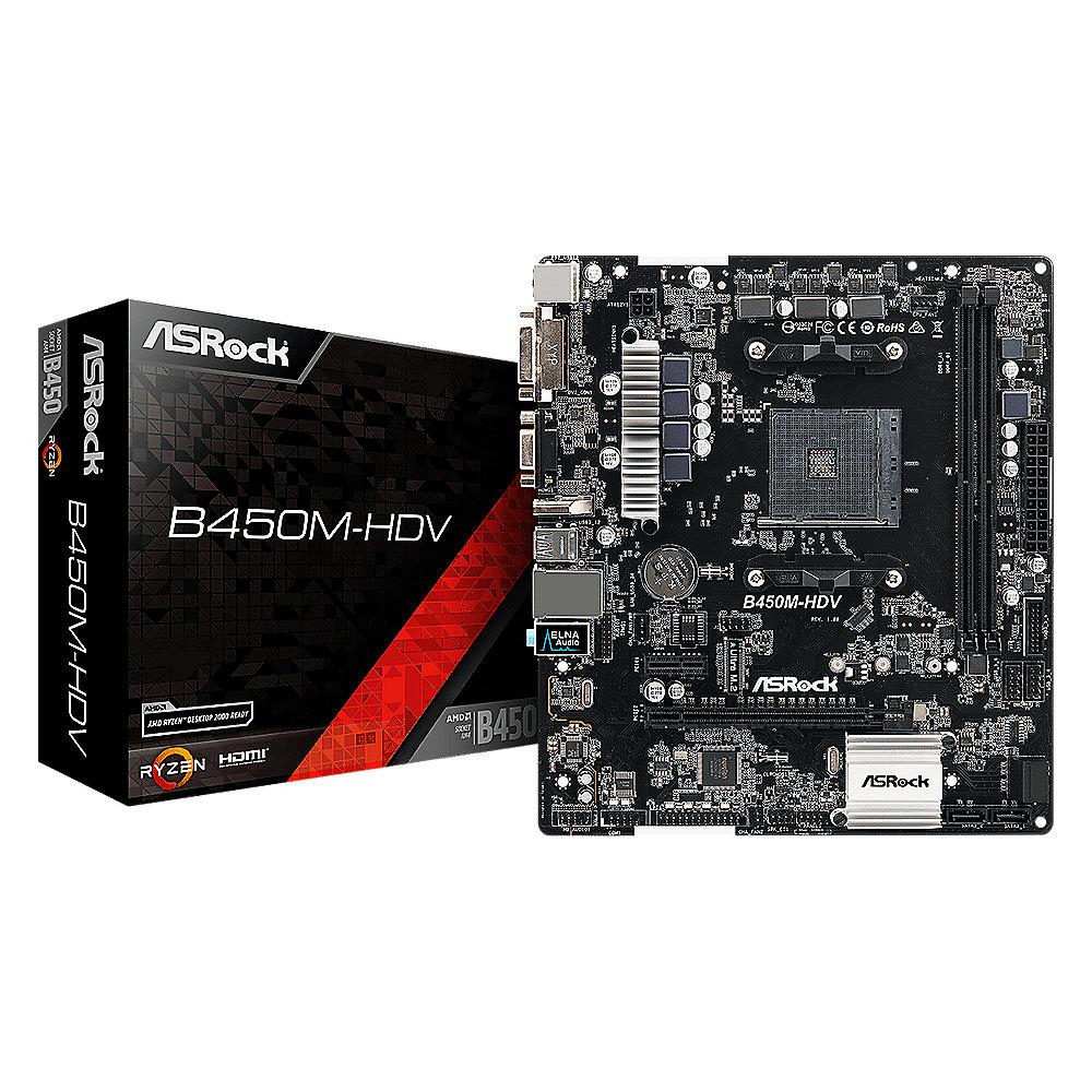 ASRock B450M-HDV AM4 mATX Mainboard M.2/DVI/HDMI/VGA/USB3.1(Gen1), ASRock, B450M-HDV, AM4, mATX, Mainboard, M.2/DVI/HDMI/VGA/USB3.1, Gen1,