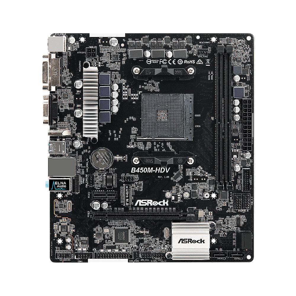 ASRock B450M-HDV AM4 mATX Mainboard M.2/DVI/HDMI/VGA/USB3.1(Gen1), ASRock, B450M-HDV, AM4, mATX, Mainboard, M.2/DVI/HDMI/VGA/USB3.1, Gen1,