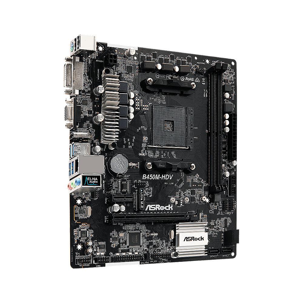 ASRock B450M-HDV AM4 mATX Mainboard M.2/DVI/HDMI/VGA/USB3.1(Gen1), ASRock, B450M-HDV, AM4, mATX, Mainboard, M.2/DVI/HDMI/VGA/USB3.1, Gen1,