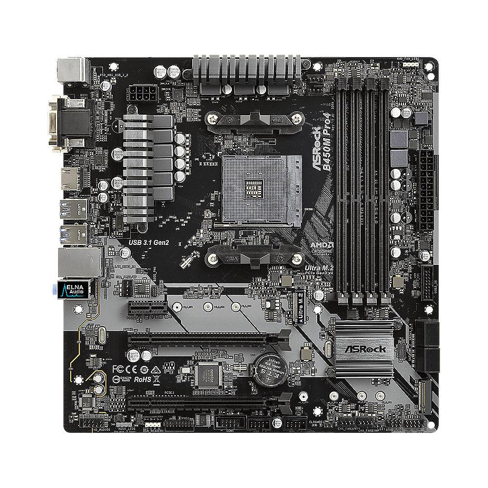 ASRock B450M Pro4 AM4 mATX Mainboard M.2/DVI/HDMI/VGA/USB3.1(Gen2), ASRock, B450M, Pro4, AM4, mATX, Mainboard, M.2/DVI/HDMI/VGA/USB3.1, Gen2,