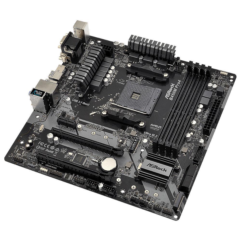 ASRock B450M Pro4 AM4 mATX Mainboard M.2/DVI/HDMI/VGA/USB3.1(Gen2), ASRock, B450M, Pro4, AM4, mATX, Mainboard, M.2/DVI/HDMI/VGA/USB3.1, Gen2,